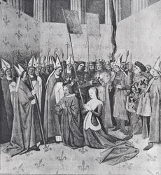 Ms. fr. 6465: The Coronation of Louis VIII (1187-1226) and Blanche of Castile (1188-1252), from 